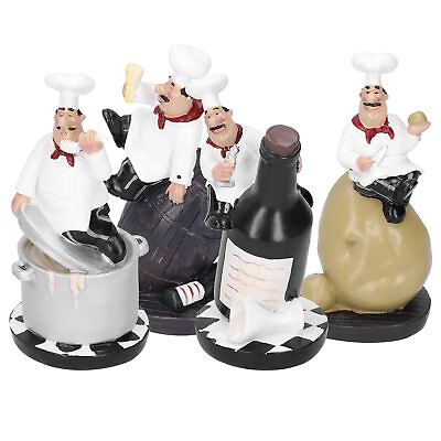 #ad 4 Cute Chef Figurines Set Kitchen Decor Collectible Gift $59.99