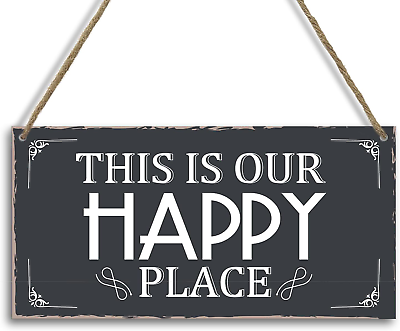 #ad This Is Our Happy Place Rustic Farmhouse Decor Wood Hanging Sign Home Wall Dec $12.12