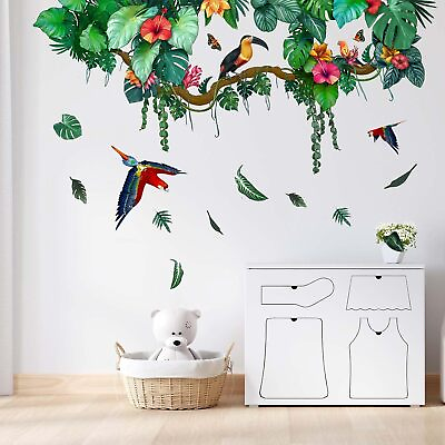 #ad Tropical Leaves Wall Stickers Nature Hanging Vine Palm Tree Leaf Plants Flower $24.45
