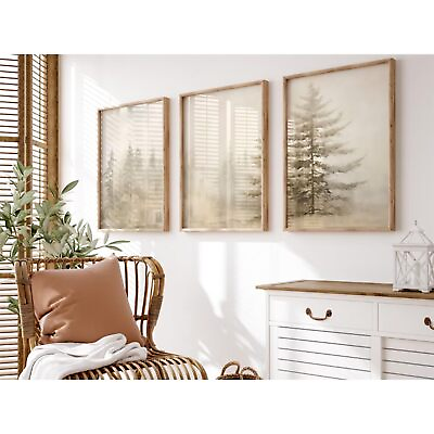 #ad Foggy Forest Wall Art Decor Fir Tree Wall Art Nature Landscape Canvas Picture... $32.44