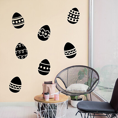 #ad Set of 6 Easter Day Vinyl Wall Art Decals Easter Eggs 10quot; x 7quot; Decor $11.99