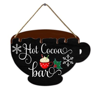 #ad Hot Cocoa Bar Sign Vintage Christmas Coffee Station Wall Decor Retro Kitchen ... $23.10