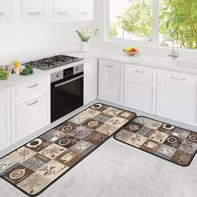 #ad Coffee Kitchen Rugs Kitchen Mats for Floor 2 Piece Anti Fatigue Floor Mat for... $43.62