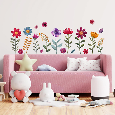 #ad Flower Wall Stickers Floral Peel and Stick Wall Decals for Baby Girls Nursery G $24.20