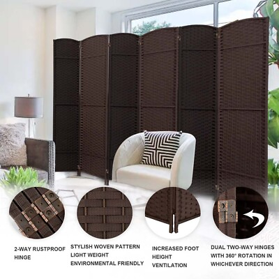 #ad #ad 4 6 8 Panel Wall Room Divider Weave Fiber Privacy Screens Partition Freestanding $73.99