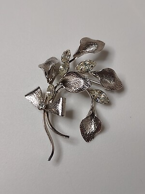 #ad 925 Sterling Silver Star Art Leaf And Flower Brooch $30.00
