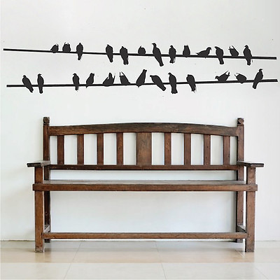 #ad Birds On Wire Wall Decal Birds Sitting Still Wall Vinyl Animal Art Decor a99 $59.95