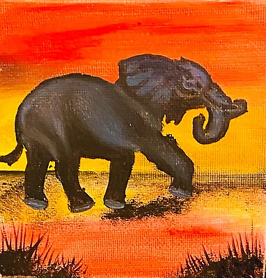 #ad African Landscape Painting Original Art Elephant Painting Artwork African $26.00