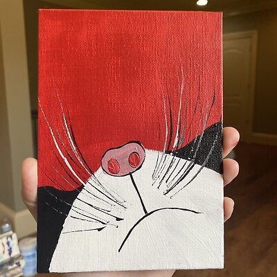 #ad Cat Original Painting On Canvas Panel 5 7 $12.00