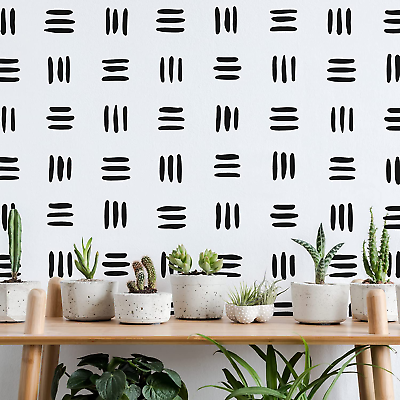 #ad 3 Lines Black Vinyl Wall Decals Peel and Stick Modern Abstract Boho Wall Art St $24.20