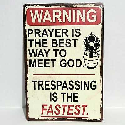 #ad Funny Rustic Vintage No Tresspassing Gun Man Cave Metal Tin Sign Poster $19.99