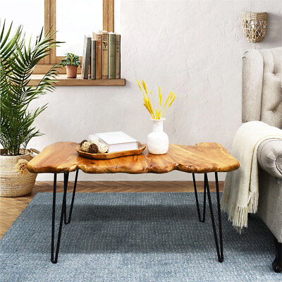 #ad Rustic Cedar Live Edge Small Coffee Table Mid Century Modern Table Home Decor $118.99