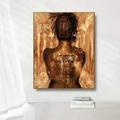#ad Black and Gold African Woman Canvas Wall Art Canvas Painting Prints Wall Picture $23.49