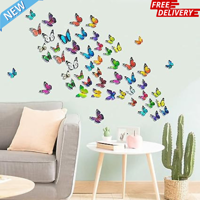 #ad Colourful Butterfly Wall Art Stickers 80 PCS 3D Butterfly Wall Decor for bedroom $12.55
