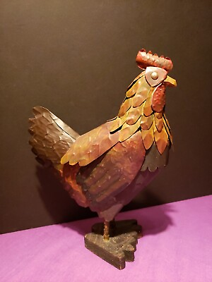 #ad METAL COUNTRY ROOSTER STATUE FIGURE 12quot; HIGH KITCHEN DÉCOR FREE STANDING $14.95