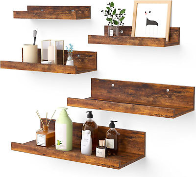 #ad Floating Shelves for Wall Decor Storage Wall Shelves Set of 5 Wall Mounted Woo $31.88