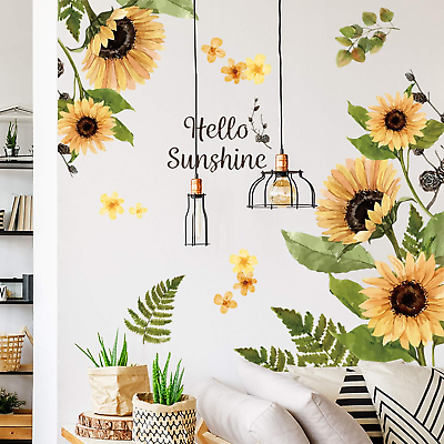 #ad Sunflower Wall Stickers 3D Yellow Flower Decals Peel and Stick Removable Sun... $17.99