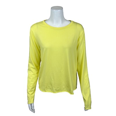 #ad Candace Cameron Bure Women#x27;s Raw Edge Long Sleeves Top Solid Yellow Small Size $12.50