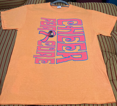#ad Portamp;Company quot;Cheer For Cure. Just Cure Itquot; Orange Tee Hot Pink Lettering L $29.98