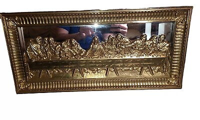 #ad Vintage 3D Last Supper Beautiful Home Interior Mirrored Wall Art 21×10quot; $25.00