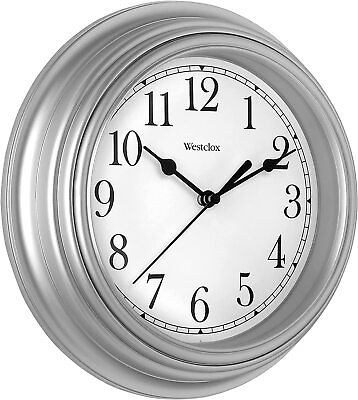 Round Gray Analog Wall Clock 9quot; Arabic White Dial Modern Home Decor Diy Westclox $24.90