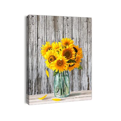 #ad Bathroom Canvas Wall Art Sunflower Wall Decor Modern Painting Pictures Wall D... $22.31