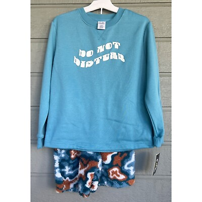 #ad Target Art Class Kids Sleepwear Size Medium 8 10 Blue Sweatshirt Abstract Fleece $9.09
