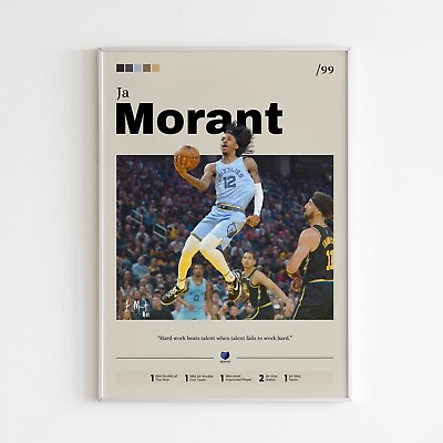 #ad #ad Ja Morant poster Memphis Grizzlies art Basket print Morant Grizzlies Print $26.91
