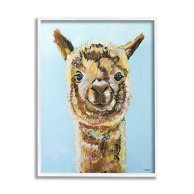 #ad #ad Stupell Industries Happy Llama Farm Animal Face Giclee Framed Wall Art Desig... $57.09