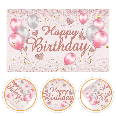 #ad #ad Birthday Window Curtain Birthday Party Banner Decorative Wall Poster Photo Props $12.53