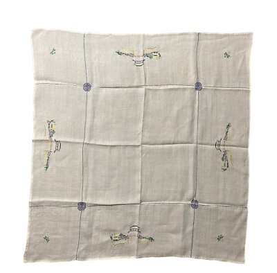 #ad Cross Stitch Small Tablecloth 32 x 34 Vintage Oriental Village Architecture $12.85