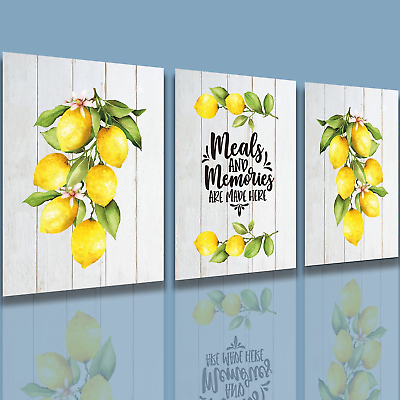 Watercolor Lemon Wall Art Kitchen Lemon Prints Lemon Kitchen Decor Farmhouse Kit $10.22