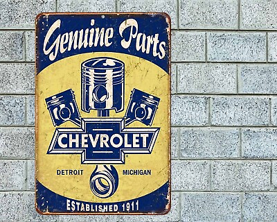#ad Chevrolet Chevy Parts Sign Aluminum Metal 8quot;x12quot; Garage Man Cave Rustic Retro $12.95