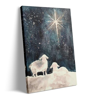 #ad Christmas Wall Art Sheep Star Painting Poster Canvas Wall Decor for Bedroom $32.99