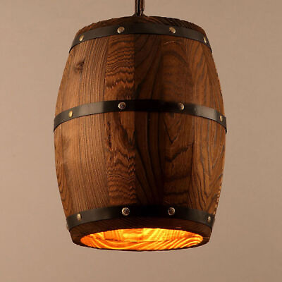 #ad Antique Wood Wine Barrel Ceiling Pendant Lamp Hanging Rustic for Kitchen Bar USA $57.75
