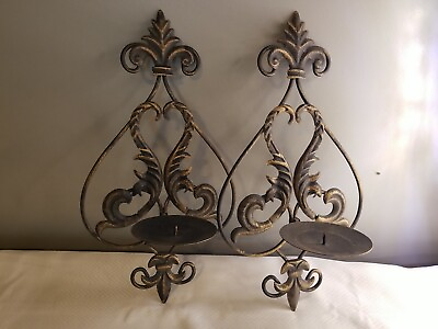 #ad Beautiful Set Of 2 Metal Wall Sconces $22.00