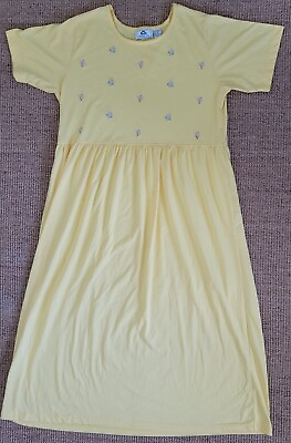 #ad Carolina Bay Plus Womens sz 18 Dress Yellow Vintage Empire Waist Short Sleeves $11.00