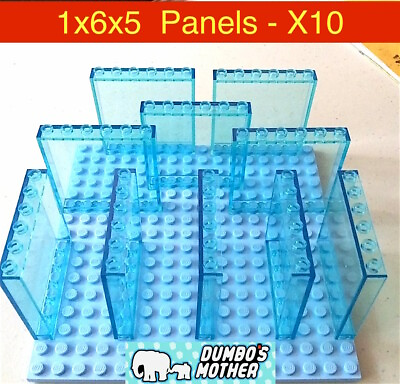 #ad LEGO 1x6x5 Panel Trans Light Blue Wall Building Glass Window Tranparent NEW X10 $11.95