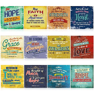 #ad 12 Pack Christian Bible Verse Posters Motivational Religious Wall Art Print $16.99