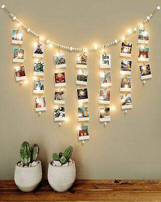 #ad Boho Wall Decor for Bedroom Macrame Picture Collage Hanging Photo Garland... $17.99