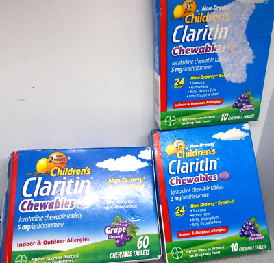 #ad Claritin 24 Hour Allergy Antihistamine Chewable Tab 80 Count 12 24 grape sealed $16.99