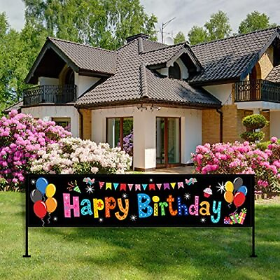 #ad Large Happy Birthday Yard Sign Backdrop Colorful Happy Birthday Banner for Kids $14.94