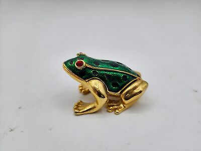 #ad #ad Small Metal Enamel Frog trinket box Magnet Hinge $20.00