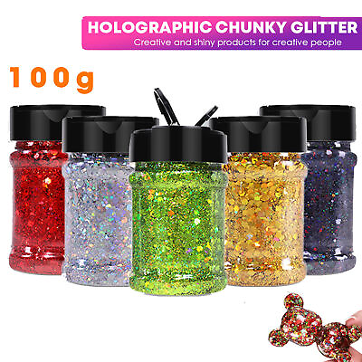 #ad ✅100g CHUNKY Glitter Holographic for Arts Crafts Nail Art and Wine Glass Dust $7.99