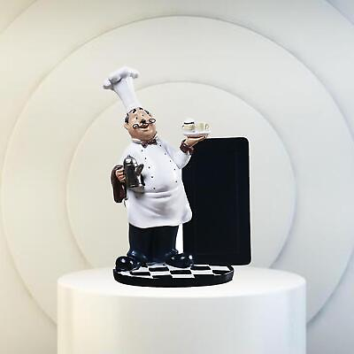#ad Resin Chef Statue Coffee Welcome Message Board Kitchen Decor Craft Ornament $29.27