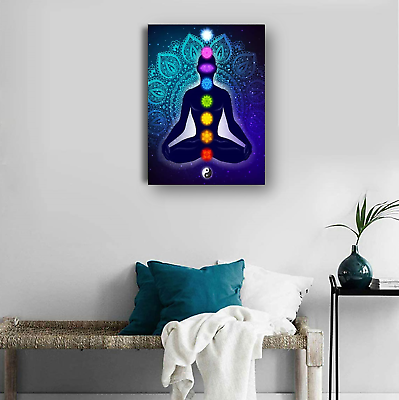 #ad #ad Seven Chakra Hindu Yoga Meditation Canvas Spiritual Wall Art Picture Home Deco $11.98