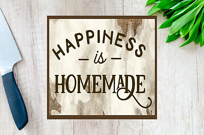 #ad Rustic Handmade Farmhouse happiness Homemade Sign Home Decor 5x5quot; on MDF Board $12.50