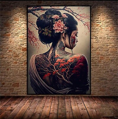 #ad #ad quot;Vintage Japanese Tattoo Geisha Canvas Wall Art Painting for Home Decor.quot; $25.00