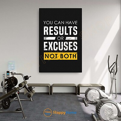 #ad #ad Gym Quote Wall Art Results Or Excuses Workout Room Fitness Gym Home Decor P937 $215.60
