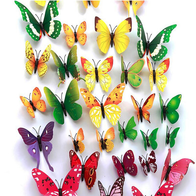#ad 12pcs 3D Butterfly Wall Stickers Colorful Art Decal Room Decorations Decor DIY‹ $2.43